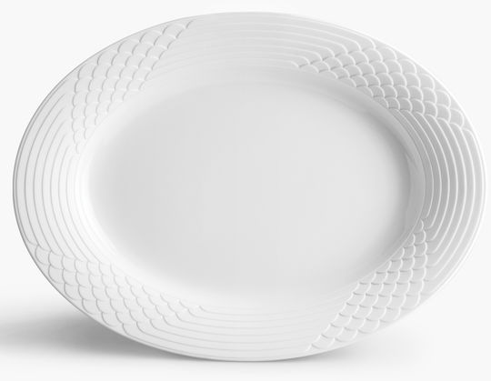Ionia Овален Plus Mat 33cm Сервизна Плато от Порцелан Бял 1бр