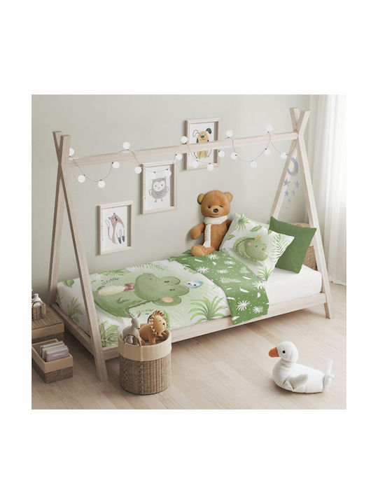 Faro Baby Duvet Cover Set With Pillowcase Green 100x135cm