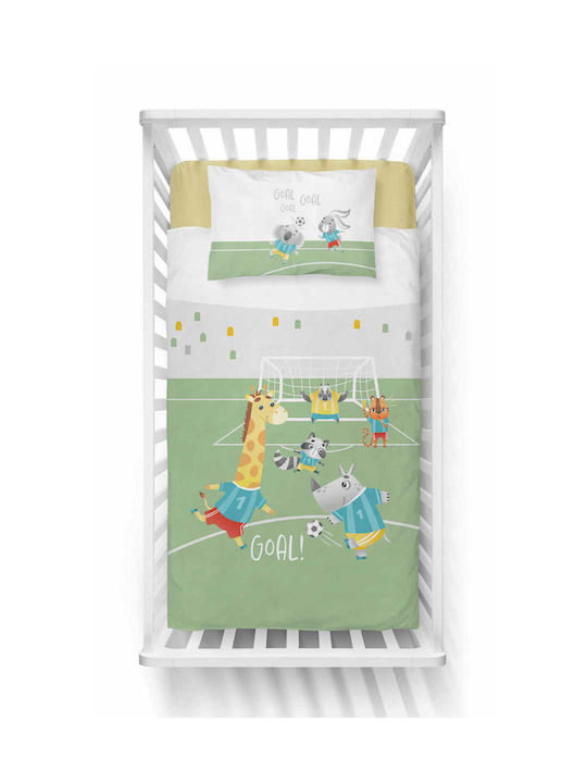 Detexpol Set Copertă de Pătuț cu Față de Pernă Verde 100x135cm.