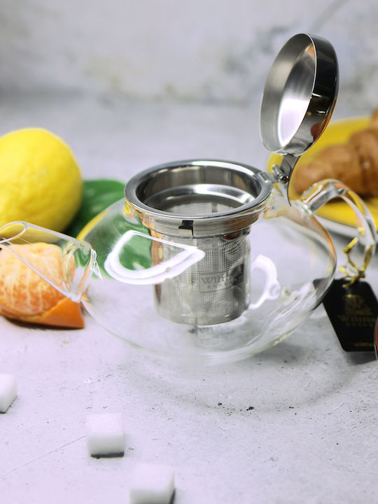 Wilmax Τσαγιέρα με Φίλτρο Γυάλινη Διάφανη 650ml