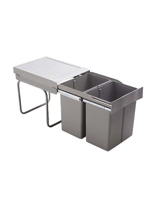 Gollinucci Waste Bin Recycling Plastic for Cabinet Gray 42lt 2pcs