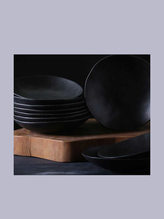 Porto Brasil Organic Matte Plate Desert Ceramic Black with Diameter 19cm