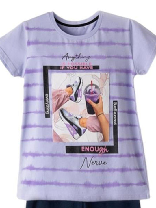 Kinder-Set mit Leggings Sommer 2Stück Purple Bluse