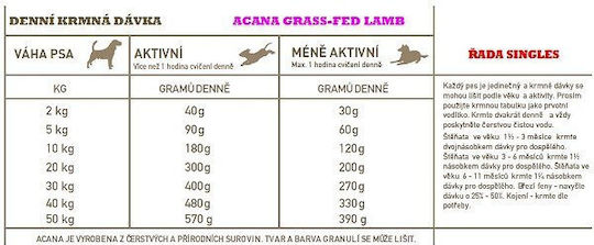 Acana Grass Fed Lamb 17kg Ξηρά Τροφή Σκύλων χωρίς Σιτηρά με Αρνί