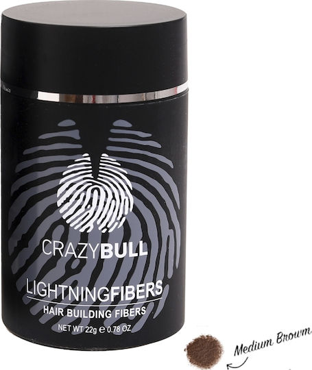 Hair Thinning Coverage Fibers Crazy Bull Hair Building Lightning Fibers Light Brown 22g