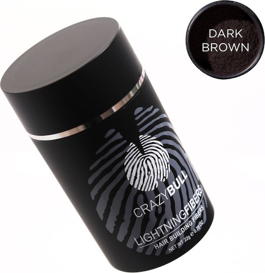 Hair Thinning Coverage Fibers Crazy Bull Hair Building Lightning Fibers Dark Brown 22g