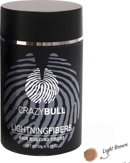 Hair Thinning Coverage Fibers Crazy Bull Hair Building Lightning Fibers Light Brown 22g