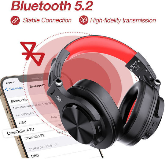 OneOdio A70 Безжични / Жични Over Ear Слушалки с 50 часа Работа Черни