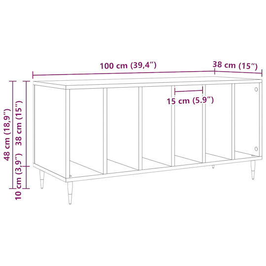 vidaXL Records Hi-Fi Furniture Brown 38x100x48cm