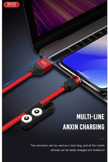 XO Nb128 3in1 Магнитен USB към Lightning / Type-C / micro USB Кабел 2.4Спецификация Черен 1м