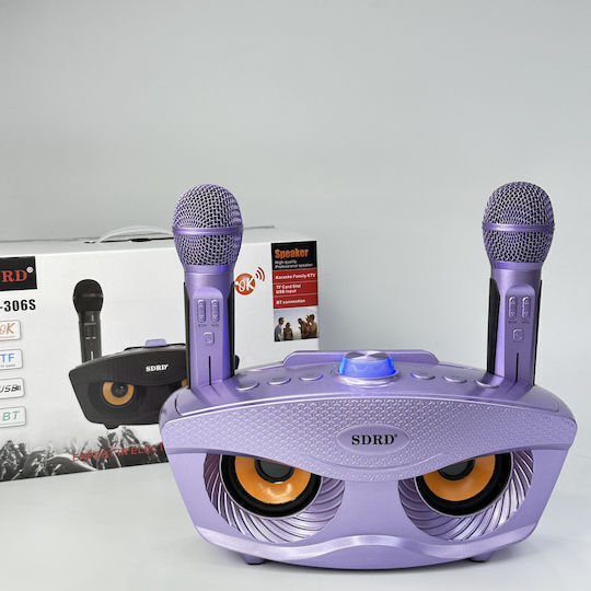 Ηχείο Karaoke με Ασύρματα Μικρόφωνα SD-306S Μωβ