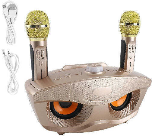 Ηχείο Karaoke με Ασύρματα Μικρόφωνα SD-306S Χρυσό