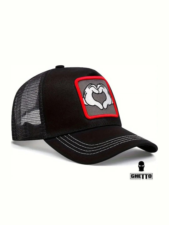 Ghetto Black Cap Cartoon Hand Heart Shape