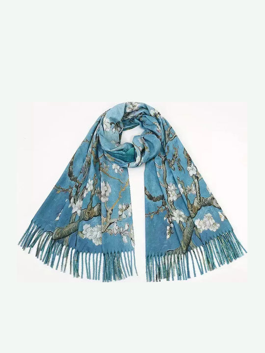 Blooming Almond Tree Women's Scarf Light Blue