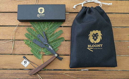 Bloony Rasierer Klingen Holzgriff Männer Set 10 Klingen Derby Premium Waschbeutel Pflege-Set Bart Anfänger Fortgeschrittene Nutzer