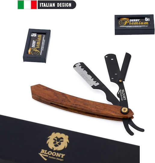 Bloony Rasierer Klingen Holzgriff Männer Set 10 Klingen Derby Premium Waschbeutel Pflege-Set Bart Anfänger Fortgeschrittene Nutzer
