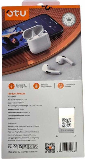 Ai-19 In-ear Bluetooth Handsfree Ακουστικά με Θήκη Φόρτισης Λευκά