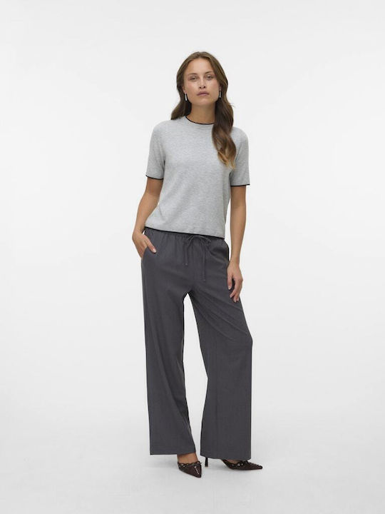 Milly Damen Stoff Hose in Weitem Schnitt Dark Grey Melange