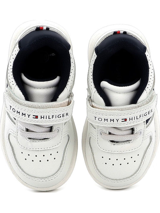 Cut Lace-up Kids Sneakers with Scratch White