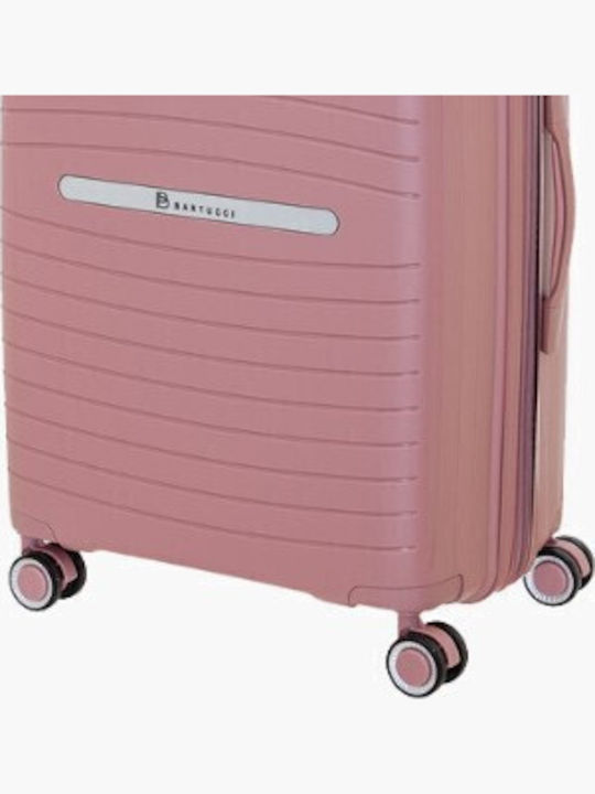 Bartuggi Cabin Hard Pink Travel Suitcase With 4 Wheels Height 56cm