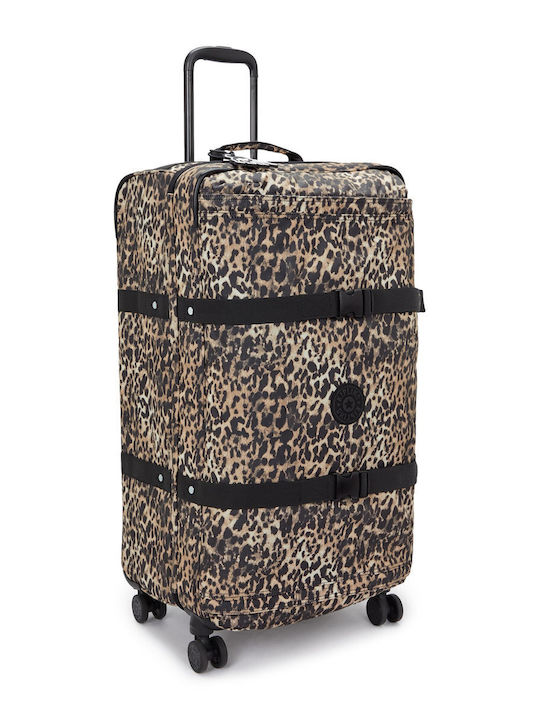 Kipling Spontaneous L Голям Куфар За Пътуване Wild Leopard С 4 Колела Височина 78см