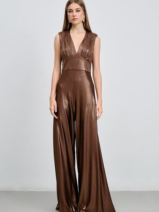 Women's Sleeveless One-piece Suit Brown