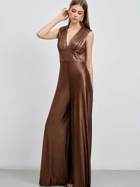 Women's Sleeveless One-piece Suit Brown
