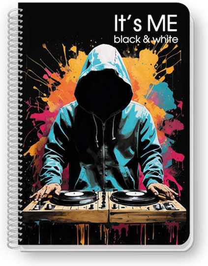 Black & White Spiral Notebook Ruled 2 Subjects 1pcs (Μiscellaneous Designs)