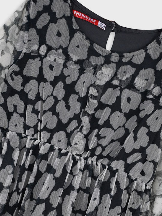 Kinderkleid Langärmelig Tüll Tierdruck Gray