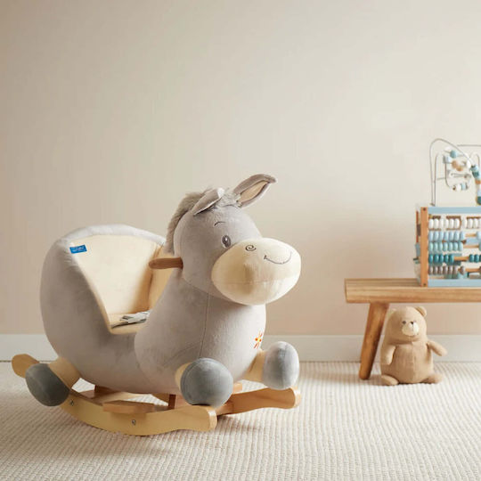 Bieco Fabric Rocking Toy Donkey for 9+ months with Max Load Capacity 26kg Gray