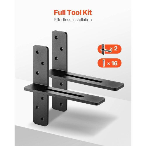 Vevor 2 Pcs Shelf Brackets 12 Inch 304.8 Mm Heavy Duty Floating Shelf Brackets