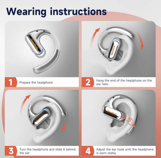 OneOdio OpenRock Pro Conductie Osoasa Bluetooth Handsfree Căști cu Rezistență la Transpirație și Carcasă de Încărcare Argintiu