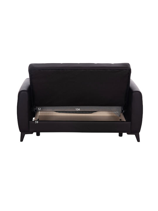 Nikko Two-Seater Couch Bed Artificial Leather with Storage Space Black 144x75x84 cm