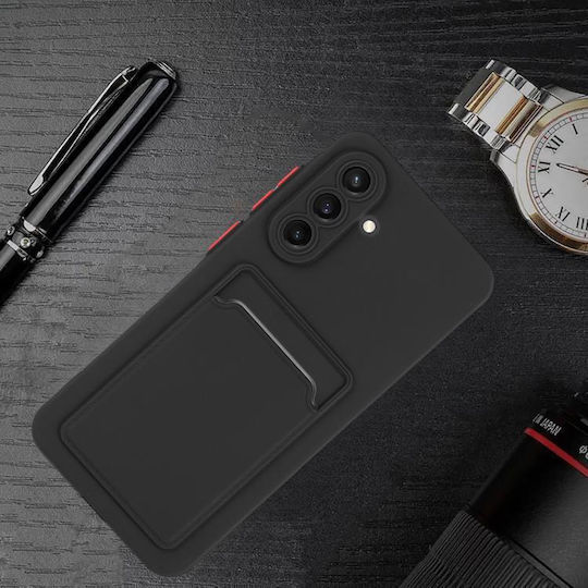 5g Skin Feel Card Back Cover Σιλικόνης / Δερμάτινο Μαύρο (Galaxy A56)