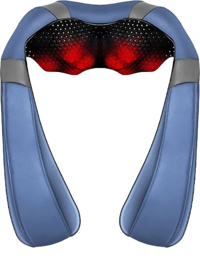 Instrument de masaj Shiatsu pentru gât, talie, spate, picioare & corp cu căldură infraroșie Albastru