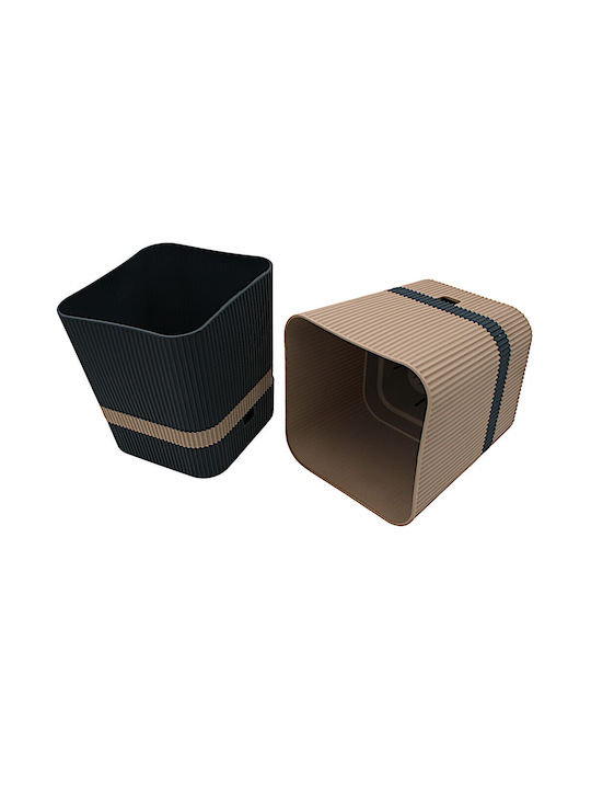 Topf Kunststoff Two-tone Black mit Untersetzer 16x18x15cm.