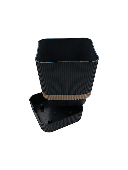 Topf Kunststoff Two-tone Black mit Untersetzer 16x18x15cm.