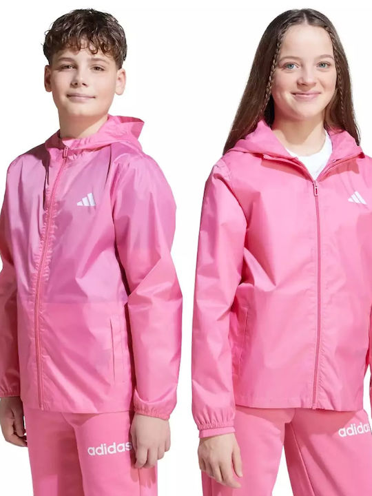 Waterproof Kids' Sports Jacket Windproof with Hood Pink