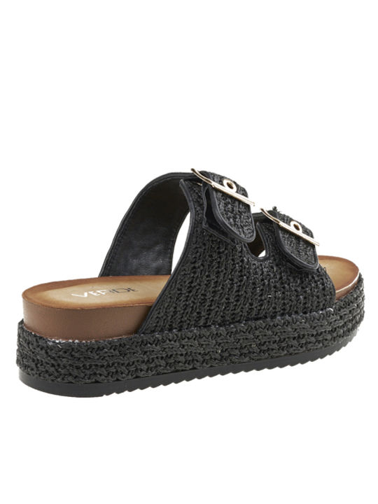 Women's Flat Sandals in Black Color
