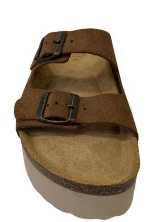 Women's Flat Sandals Anatomic Flatforms in Brown Color