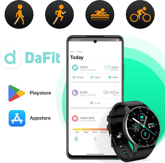 North Edge NL01 45mm Smartwatch mit Pulsmesser (Schwarz)