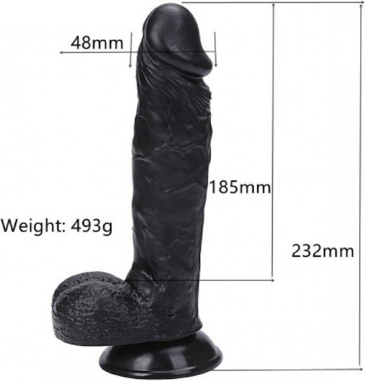 APH Ρεαλιστικό Dildo με Βεντούζα Μαύρο
