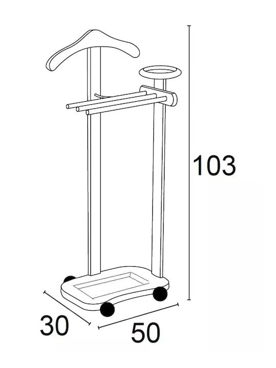 Arredamenti Italia Rollbar Kleiderständer Schwarz 43x43x103cm