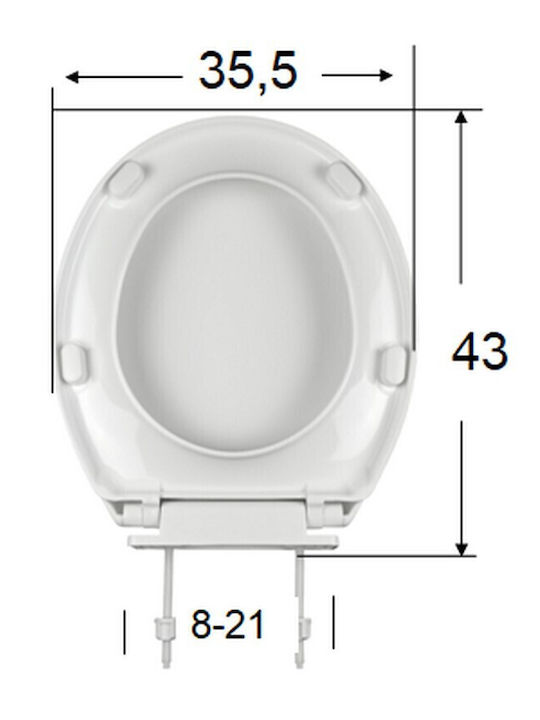 EVIOP Bakelite Soft Close Toilet Seat White Universal 19cm