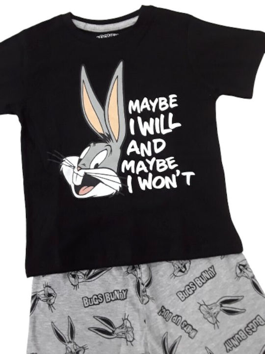 Disney Παιδική Πιτζάμα Καλοκαιρινή Βαμβακερή Black Bugs Bunny