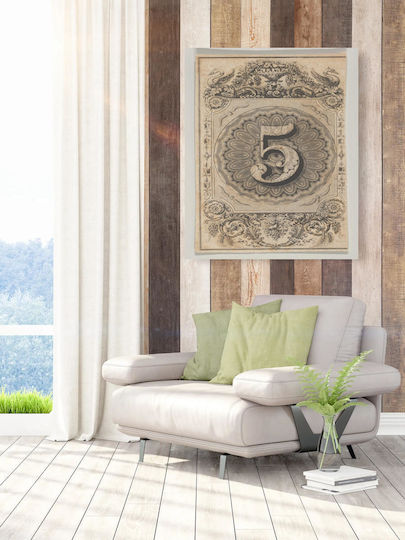 Banknote Motif Number Fivefold Painting on Canvas 40x50cm
