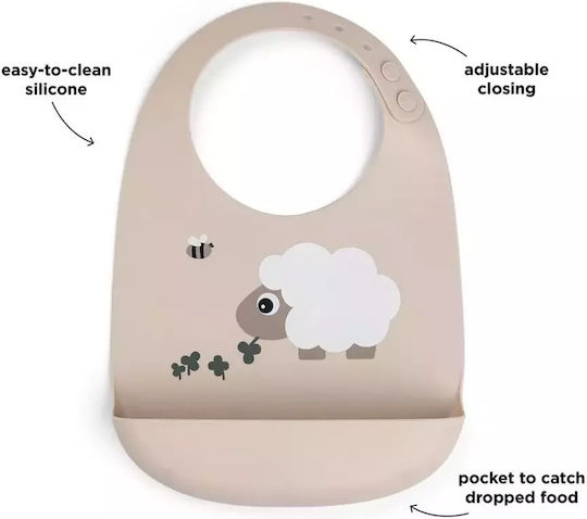 Done by Deer Αδιάβροχη Σαλιάρα Σιλικόνης Sheepy Sand