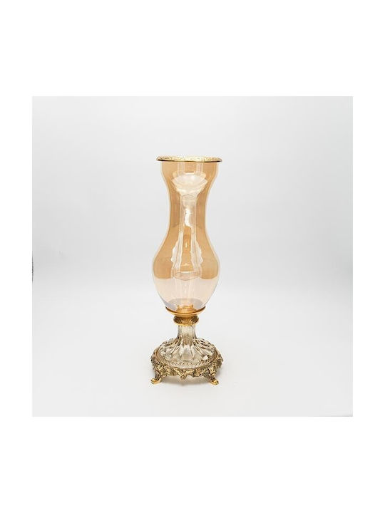 Eurolamp Διακοσμητικό Βάζο Γυάλινο Χρυσό Φ13xΥ36cm