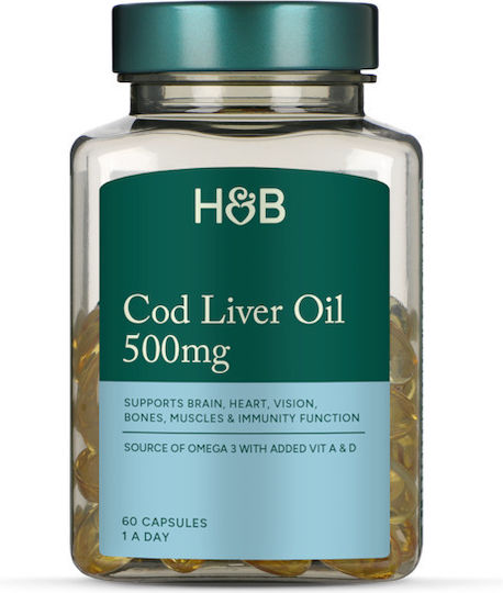 Holland & Barrett Cod Liver Oil Ulei de ficat de cod 500mg 60 capace