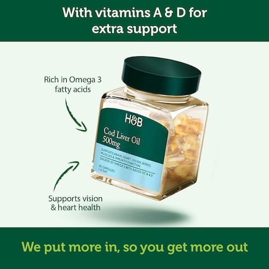 Holland & Barrett Cod Liver Oil Ulei de ficat de cod 500mg 60 capace